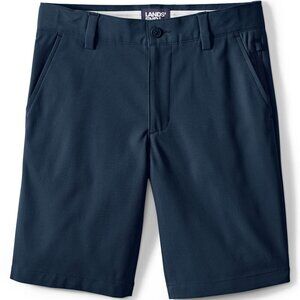 NWOT Lands End 14H Boys Active Performance Chino Shorts - Husky - Navy